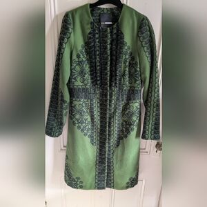 Tracy Reese Green and Black Patterned Coat